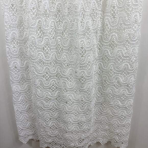 Moeva Flavy White Lace Cover-Up Maxi Skirt Large Crystal Rhinestone Snap Button - Picture 11 of 16